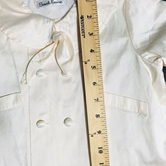 Sarah Louise Jacket, Cream Taffeta, Double Breasted, Pleats on Back, Bow - Picture 10 of 10